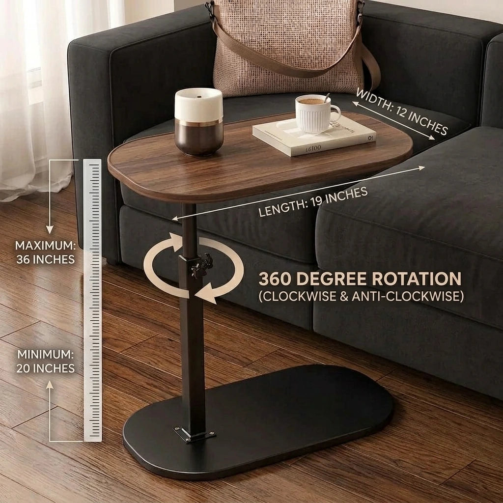 Height Adjustable C-Shaped Side Table